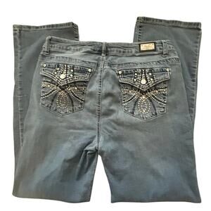 Earl Jeans Slim Boot Cut Womens 14 Blue Denim Rhinestone Pocket Y2K